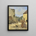 Tres campesinas conversando en un patio rústico - Jean-Baptiste-Camille Corot — cuadro enmarcado en la pared