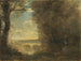 Un pescador con caña, recuerdo del puente de Mantes - Jean-Baptiste-Camille Corot — vista de la obra