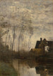 Un rincón del río con casa y álamos - Jean-Baptiste-Camille Corot — vista de la obra