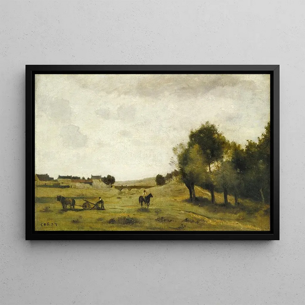 Vista cerca de Épernon - Jean-Baptiste-Camille Corot — cuadro enmarcado en la pared