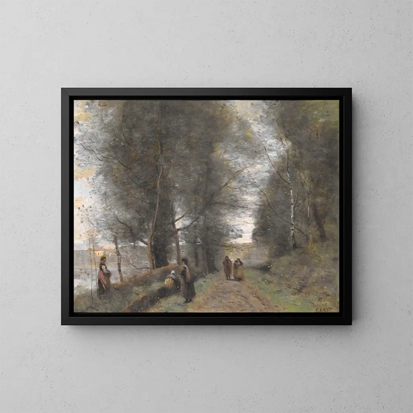 Sentier boisé à Ville-d'Avray bordant l'étang - Jean-Baptiste-Camille Corot — cuadro enmarcado en la pared