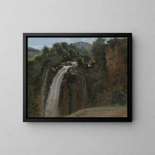 Waterfall in Terni - Jean-Baptiste-Camille Corot — framed artwork on a wall