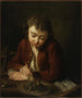 Niño alimentando pollitos - Jean-Baptiste Charpentier — vista de la obra