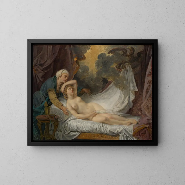 Aigina visitada por Júpiter - Jean-Baptiste Greuze — cuadro enmarcado en la pared