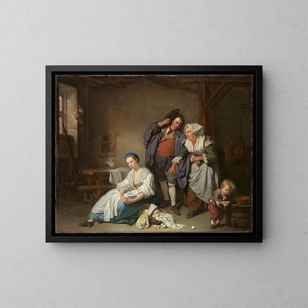 Huevos rotos - Jean-Baptiste Greuze — cuadro enmarcado en la pared