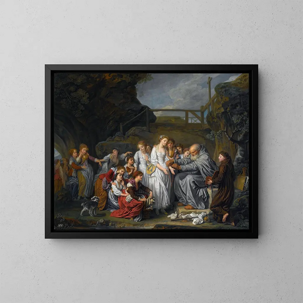 El ermitaño - Jean-Baptiste Greuze — cuadro enmarcado en la pared