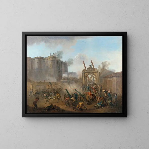 La prise de la Bastille, 14 juillet 1789 - Jean-Baptiste Lallemand — framed artwork on a wall