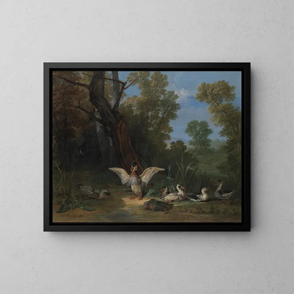 Patos descansando al sol - Jean-Baptiste Oudry — cuadro enmarcado en la pared