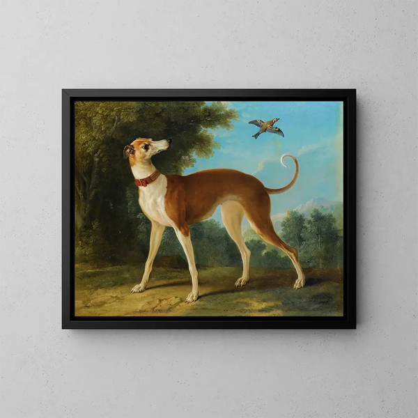 Lebrel en un paisaje - Jean-Baptiste Oudry — cuadro enmarcado en la pared
