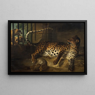 JeanBaptiste Oudry - Leopard in a Cage confronted by two Mastiffs.webp