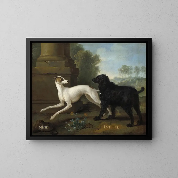 Misse y Luttine - Jean-Baptiste Oudry — cuadro enmarcado en la pared