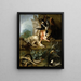 naturaleza muerta con un epagneul cazando patos - Jean-Baptiste Oudry — cuadro enmarcado en la pared