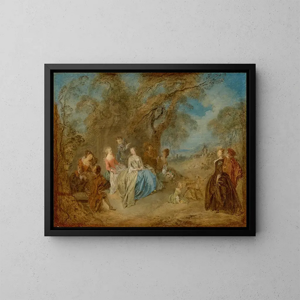 An elegant company in a park - Jean-Baptiste Pater — framed artwork on a wall