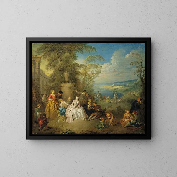 fête galante dans un paysage côtier - Jean-Baptiste Pater — framed artwork on a wall