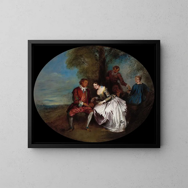 The Sparrow Hunter - Jean-Baptiste Pater — framed artwork on a wall