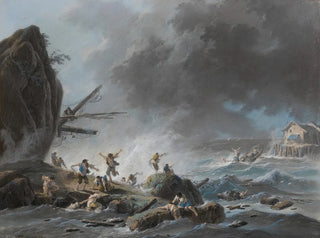 JeanBaptiste Pillement - A shipwreck on a rocky coast during a storm.webp