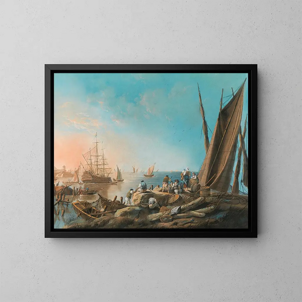 En la desembocadura del río Tajo - Jean-Baptiste Pillement — cuadro enmarcado en la pared
