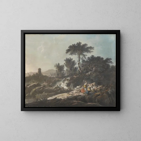 Bergers reposant près d'un ruisseau - Jean-Baptiste Pillement — cuadro enmarcado en la pared