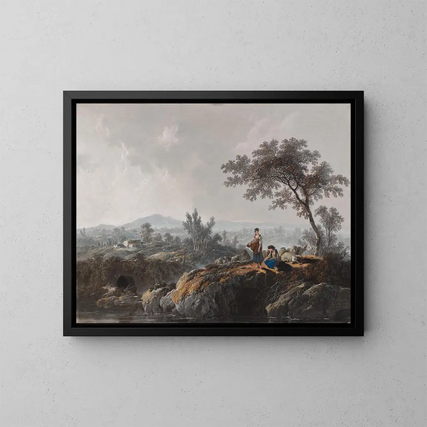 Pastores en un paisaje - Jean-Baptiste Pillement — cuadro enmarcado en la pared