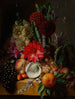 naturaleza muerta con flores y frutas sobre un alféizar - Jean-Baptiste Robie — vista de la obra