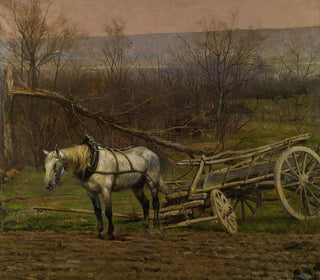 JeanBaptiste douard Detaille - Charrette Attele Dun Cheval Blanc.webp