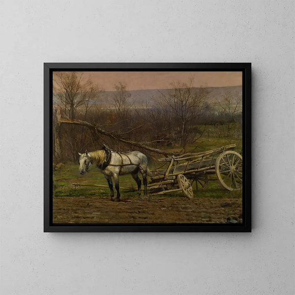 Carro tirado por un caballo blanco - Jean-Baptiste Édouard Detaille — cuadro enmarcado en la pared