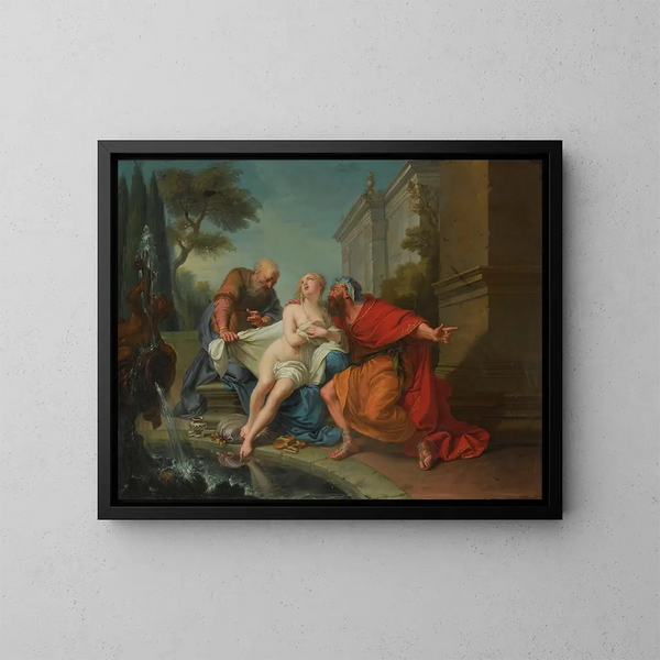 Suzanne y los ancianos - Jean-Baptiste van Loo — cuadro enmarcado en la pared