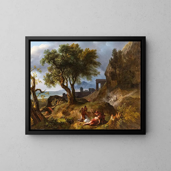 La Muerte de Hipólito - Jean-Charles Joseph Rémond — cuadro enmarcado en la pared