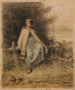 Joven pastora sentada sobre una valla - Jean-François Millet — vista de la obra