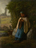 seated shepherdess on a rock - Jean-François Millet — artwork view