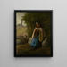 seated shepherdess on a rock - Jean-François Millet — framed artwork on a wall