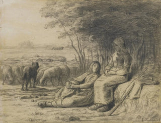 JeanFranois Millet - Two Shepherdesses and their Flock.webp