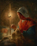 Woman sewing by lamplight - Jean-François Millet — artwork view