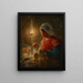 Woman sewing by lamplight - Jean-François Millet — framed artwork on a wall