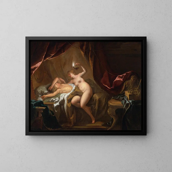 Cupido y Psique - Jean-François de Troy — cuadro enmarcado en la pared