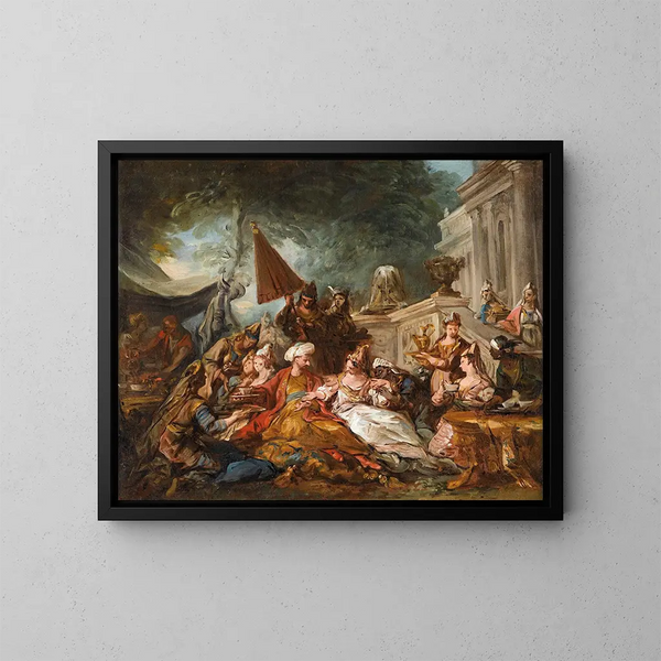 Scene orientale ou le banquet d'Esther - Jean-François de Troy — framed artwork on a wall