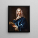 Portrait of a man in a blue coat holding a book - Jean-François de Troy — framed artwork on a wall