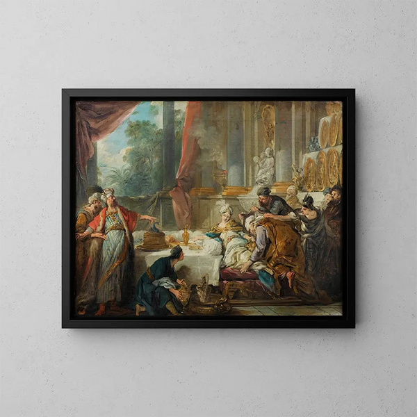 The Condemnation of Aman - Jean-François de Troy — framed artwork on a wall
