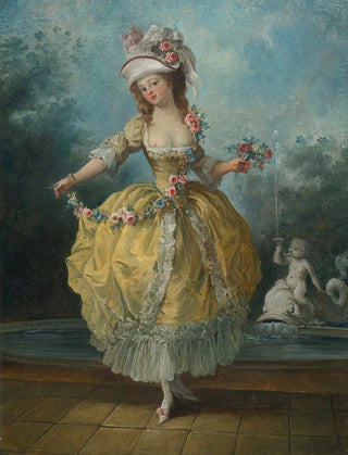 JeanFrdric Schall - A Young Lady In A Garden Holding A Garland Of Flowers.webp