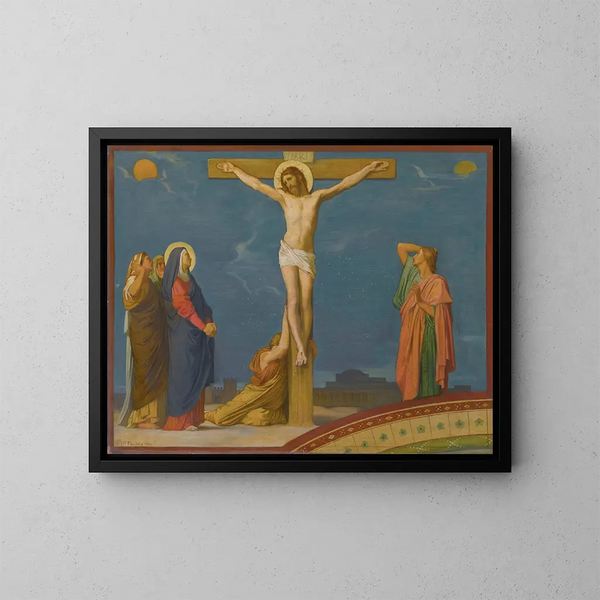 El Muerte de Jesucristo en el Calvario - Jean-Hippolyte Flandrin — cuadro enmarcado en la pared