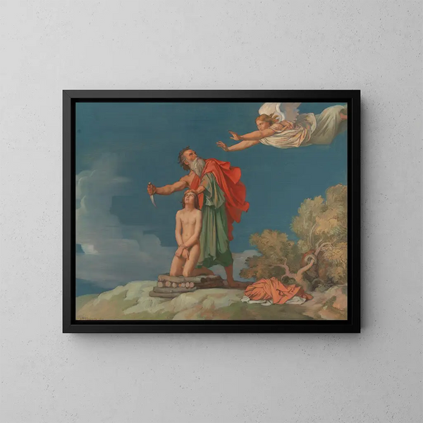 El Sacrificio de Isaac - Jean-Hippolyte Flandrin — cuadro enmarcado en la pared