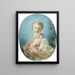 Una joven rubia con una guirnalda de rosas alrededor del cuello - Jean-Honoré Fragonard — cuadro enmarcado en la pared