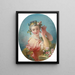 a young woman adorning her powdered hairstyle with a sheaf of roses - Jean-Honoré Fragonard — framed artwork on a wall