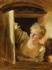 A young woman leaning at the window - Jean-Honoré Fragonard — artwork view