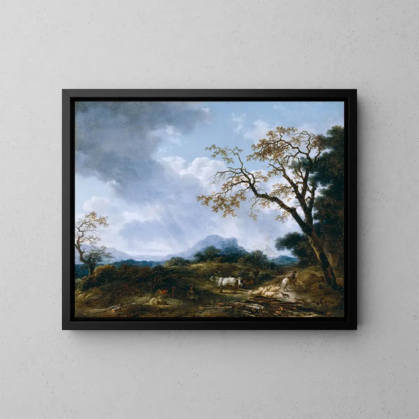 Landscape Painting with Passing Shower - Jean-Honoré Fragonard — framed artwork on a wall