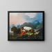 Pastoral landscape painting with a shepherd and a shepherdess resting - Jean-Honoré Fragonard — framed artwork on a wall