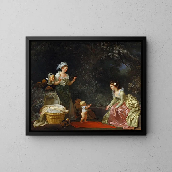 The First Steps - Jean-Honoré Fragonard — framed artwork on a wall