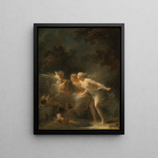 La Fontaine de l'amour - Jean-Honoré Fragonard — framed artwork on a wall