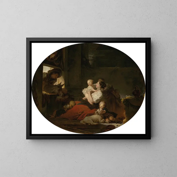 La Famille heureuse - Jean-Honoré Fragonard — framed artwork on a wall