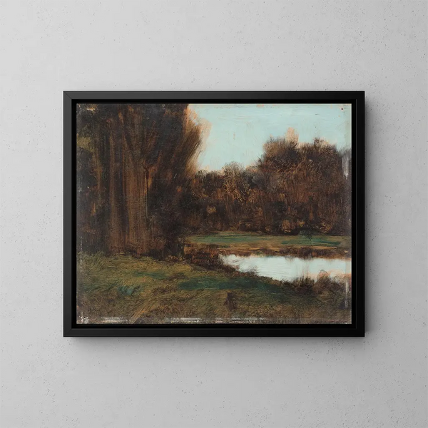 Paisaje de Alsacia con un estanque - Jean-Jacques Henner — cuadro enmarcado en la pared